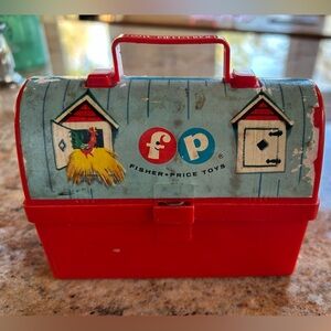 1962 Fisher-Price #549 Mini Barn lunch box. No Thermos. 3x5.